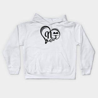 letter n monogram in the shape of love Kids Hoodie